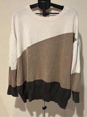 Poppy & Whimsy Asymmetrical Color Block Knit Sweater